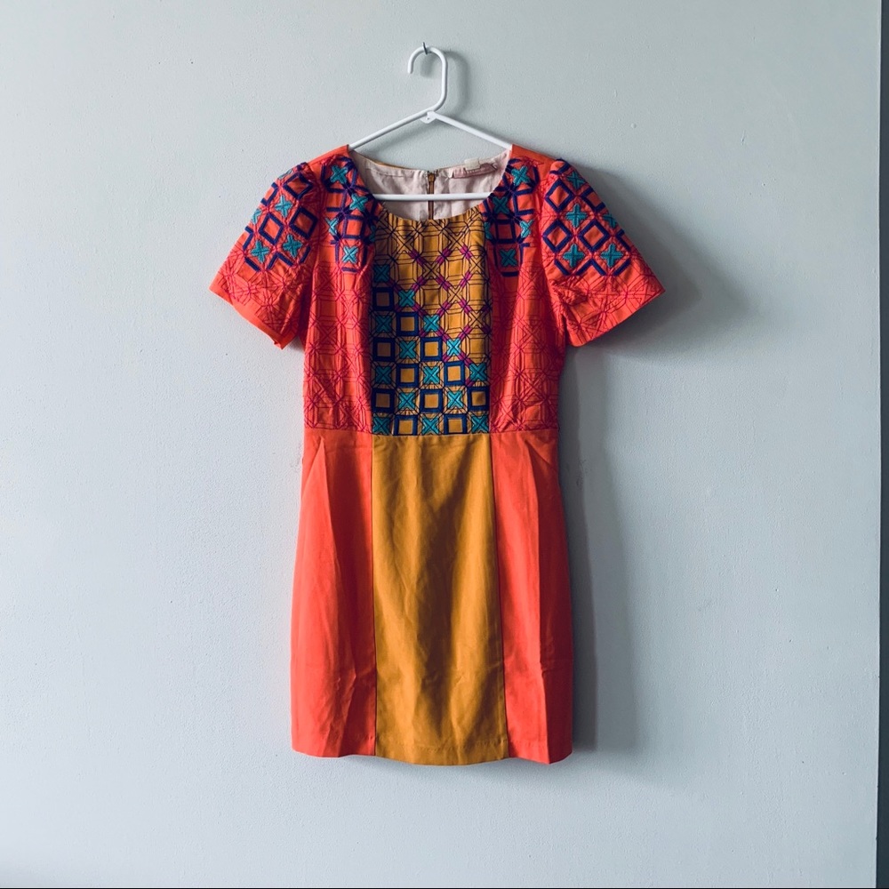 Anthropologie Champagne & Strawberries mini dress